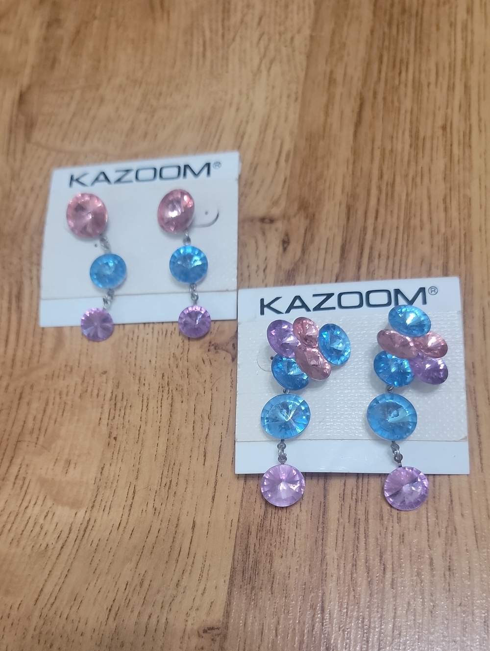#3 Lot Kazoom 1990s Vintage Earrings Pink Blue Purple